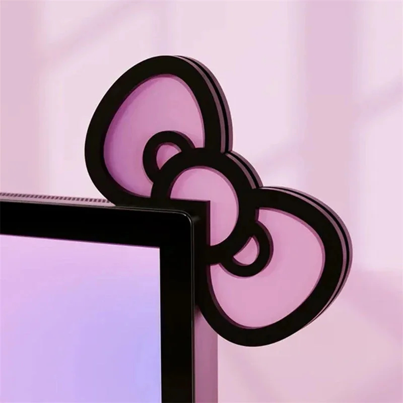 Gaming Accessories For Pc Setup - Kawaii Pink Acrylic Bow Monitor Decor