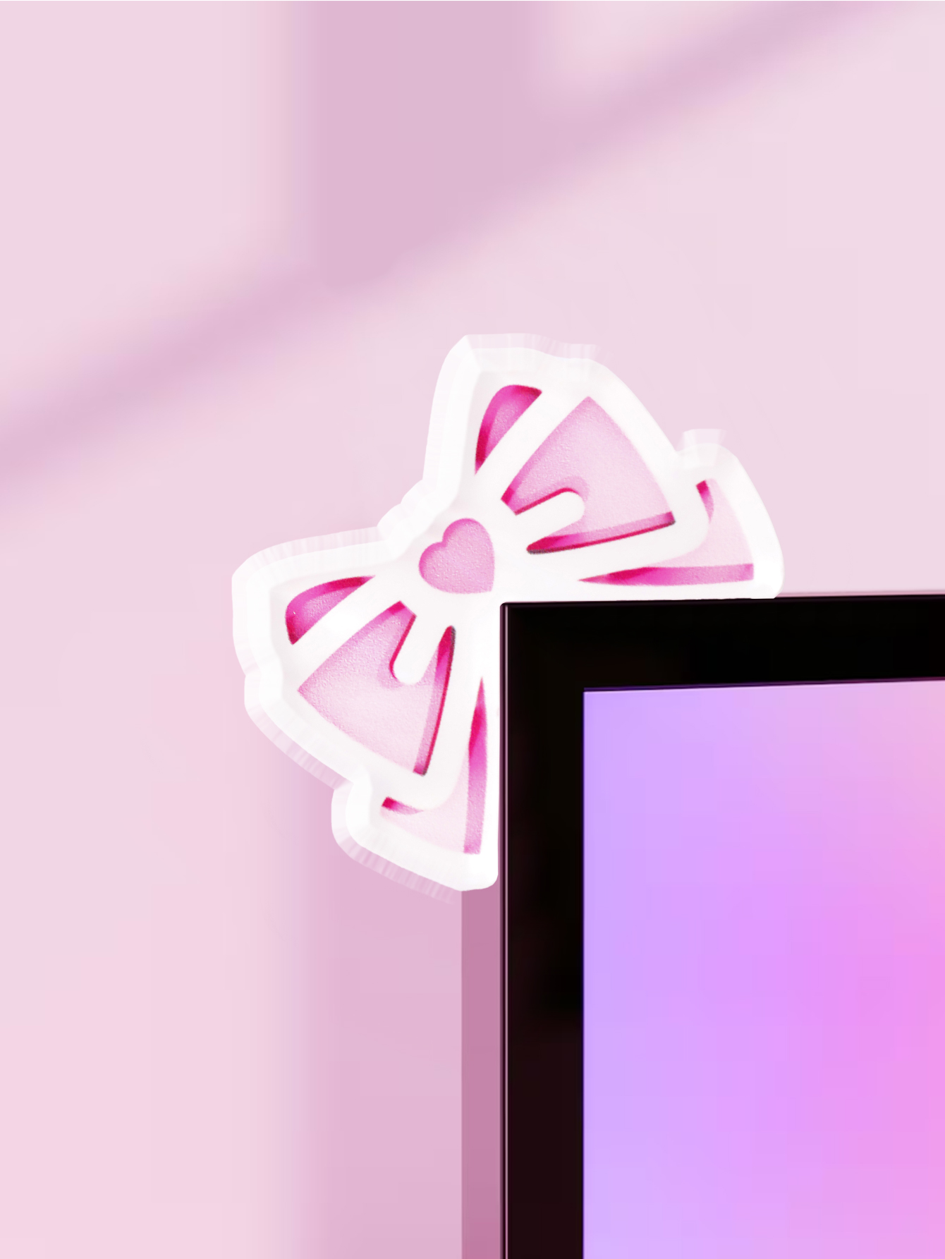 Kawaii Bow Monitor Decor Pink  - Gaming Accessories For Pc Setup recension och pris